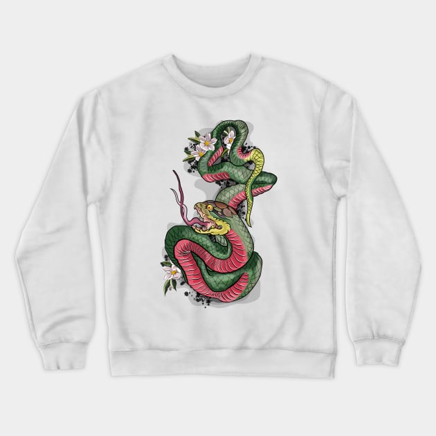 Snake with flowers Crewneck Sweatshirt by Crazyartsale